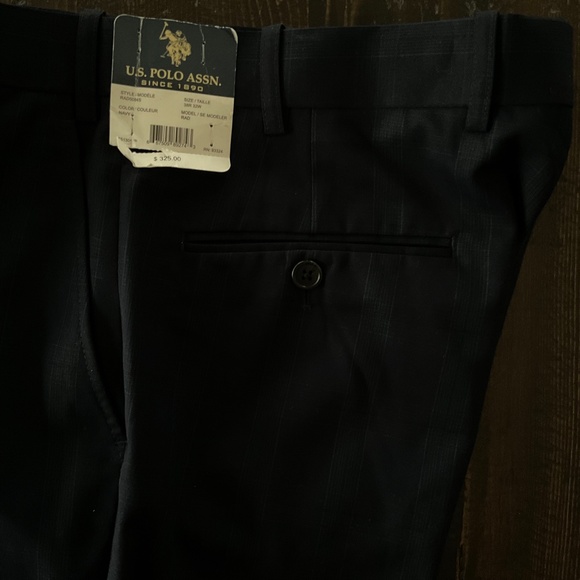 POLO  ●  Men's Dark Blue Plaid Dress Pants - Picture 3 of 3